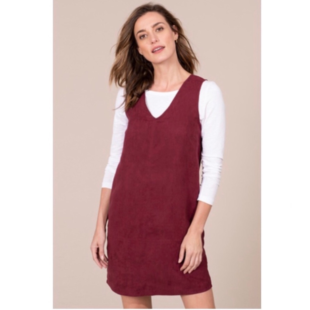 Faux Suede Stretchy Burgundy Garnet Dress with Pockets Peach Serengeti NWT | M